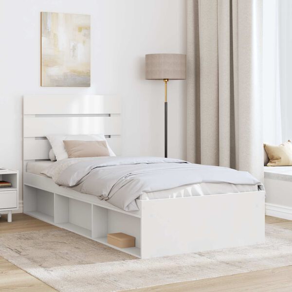 vidaXL Bed Frame with Headboard White 75 x 190 cm Solid Pine Wood