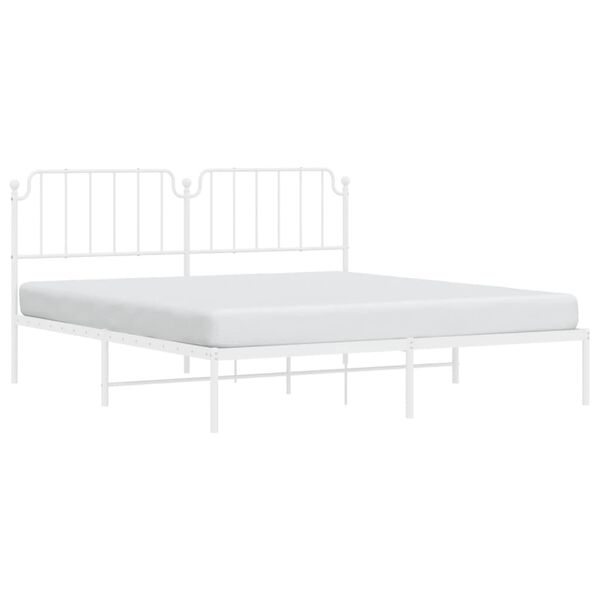 vidaXL Metal Bed Frame without Mattress with Headboard White 160x200cm