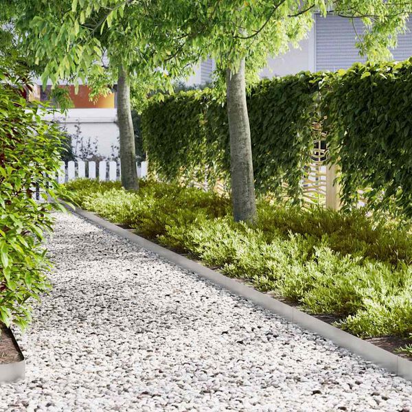 vidaXL Lawn Edging 20 pcs Silver 100 x 0.05 x 15 cm Stainless Steel