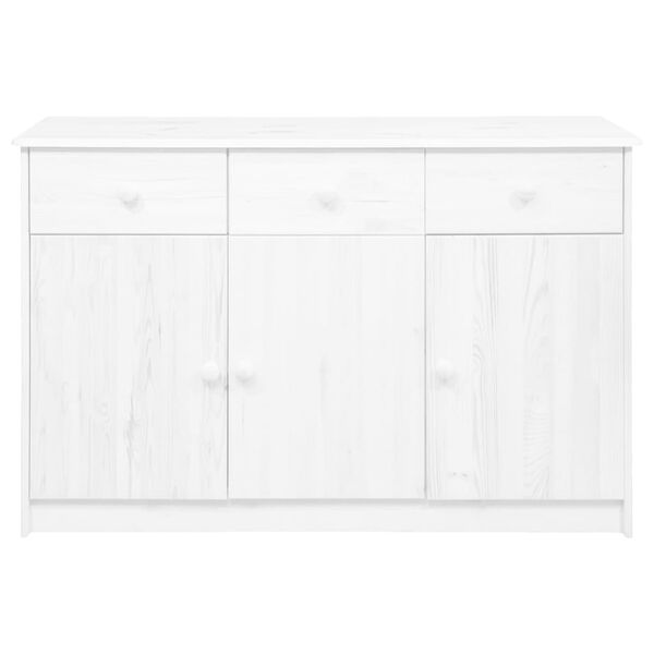 vidaXL Sideboard 3 Drawers White 113x35x73 cm Solid Pine Wood