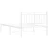 vidaXL Metal Bed Frame without Mattress with Headboard White 100x200cm