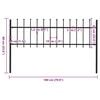 vidaXL Garden Fence with Spear Top Steel 1.8 m Black