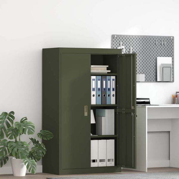 vidaXL Storage Cabinet 2 pcs Olive Green 80 x 40 x140 cm Steel