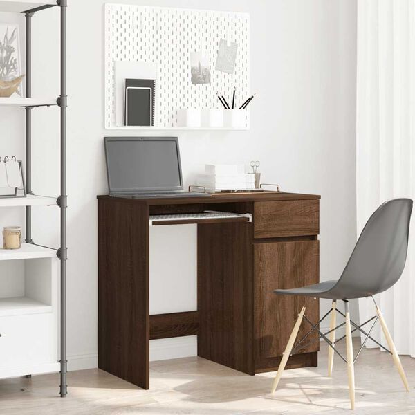vidaXL Desk Brown Oak 86x49x76 cm Engineered Wood
