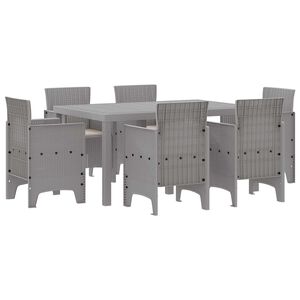 vidaXL Garden Dining Set 7 pcs Light Grey Polt rattan