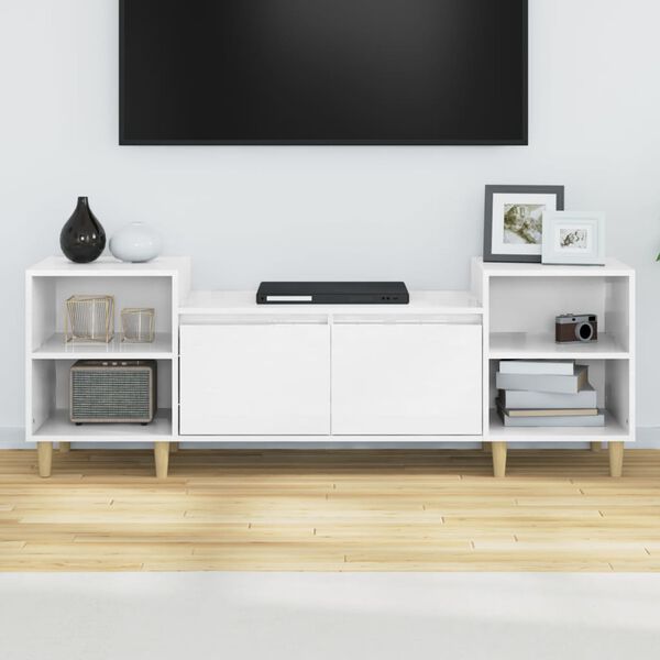 vidaXL TV Cabinet High Gloss White 160x35x55 cm Engineered Wood