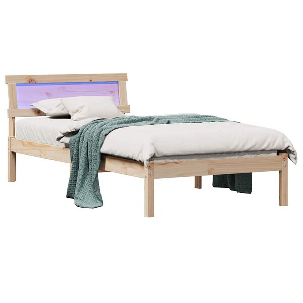 vidaXL Bed Frame with Headboard Brown 100 x 200 cm Solid Pine Wood
