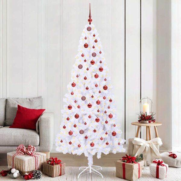 vidaXL Artificial Christmas Tree with Stand White 210 cm PVC and Steel