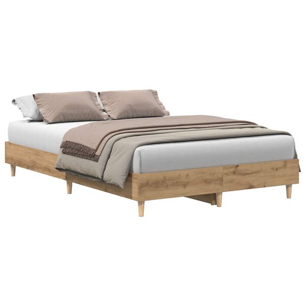 vidaXL Bed Frame No Mattress Artisan Oak 120x190 cm Small Double Engineered Wood