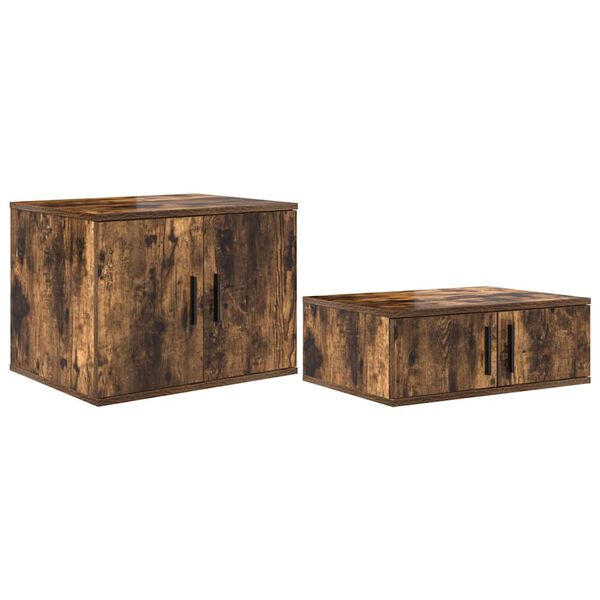 vidaXL Storage Cabinet 2 pcs Smoked Oak 103 x 41 x 40 cm