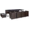 vidaXL 13 Piece Outdoor Dining Set with Cushions Poly Rattan Brown