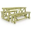 vidaXL Beer Table with 2 Benches Wood