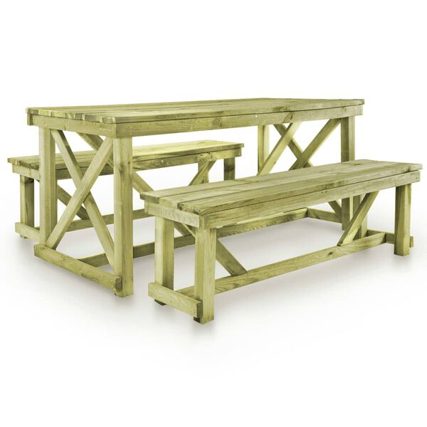 vidaXL Beer Table with 2 Benches Wood