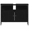 vidaXL Bathroom Furniture Set with Shelf 3 pcs Black Engineered wood