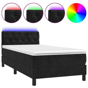 vidaXL Box Spring Bed with Mattress&LED Black 80x200cm Velvet