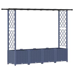 vidaXL Raised Bed with Trellis and Roof Grey 203 x 40 x 136 cm PP