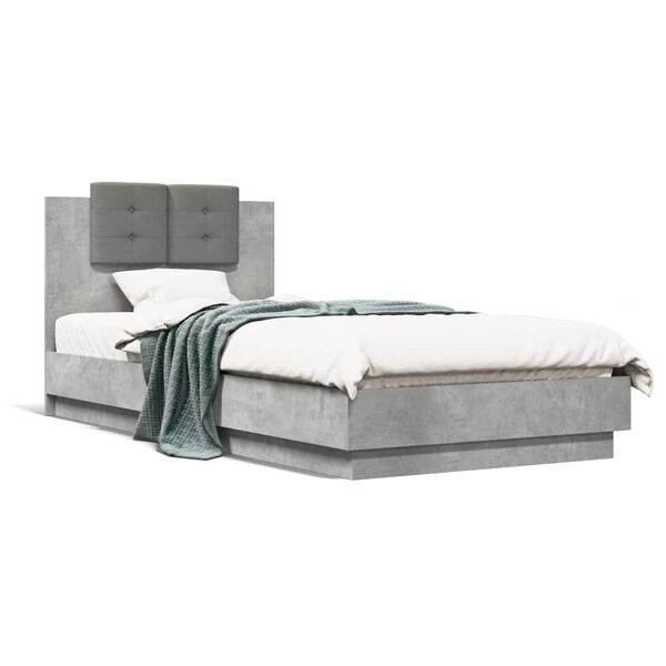 vidaXL Bed Frame without Mattress Concrete Grey 100x200 cm