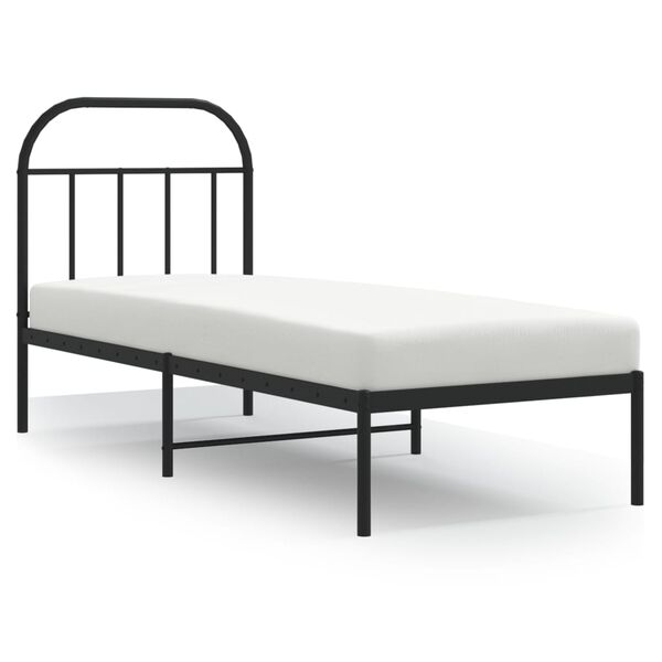 vidaXL Metal Bed Frame without Mattress with Headboard Black 75x190cm