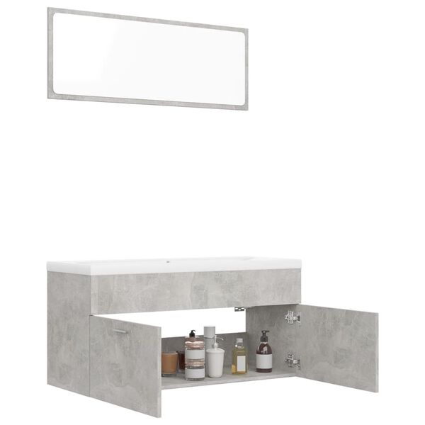 vidaXL Bathroom Furniture Set Concrete Grey Engineered Wood