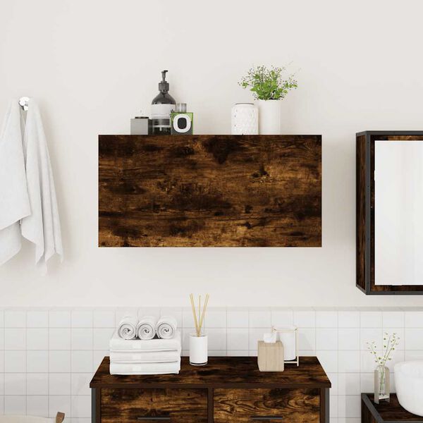 vidaXL Bathroom Wall Cabinet Smoked Oak 80x25x40 cm Engineered Wood