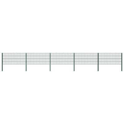 vidaXL Fence Panel with Posts Iron 8.5x0.8 m Green