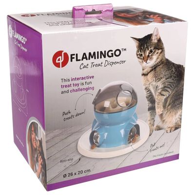 FLAMINGO Cat Toy Treat Dispenser Diso White and Blue