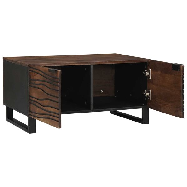 vidaXL Coffee Table Brown and Black 80 x 50 x 40 cm Solid Acacia wood
