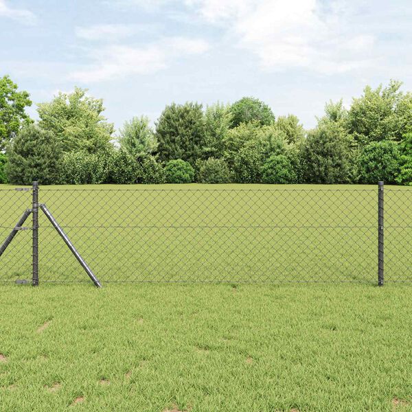 vidaXL Chain Link Fence Grey 25 x 0.6 m Steel