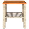 vidaXL Garden Table Beige 40x40x42 cm Poly Rattan Acacia Wood
