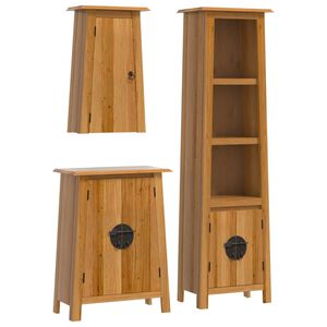 vidaXL 3 Piece Bathroom Furniture Set Solid Wood Pine