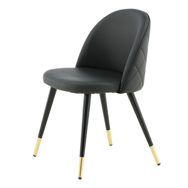 Venture Home Dining Chairs 2 pcs Velvet Leather-look Black and Brass
