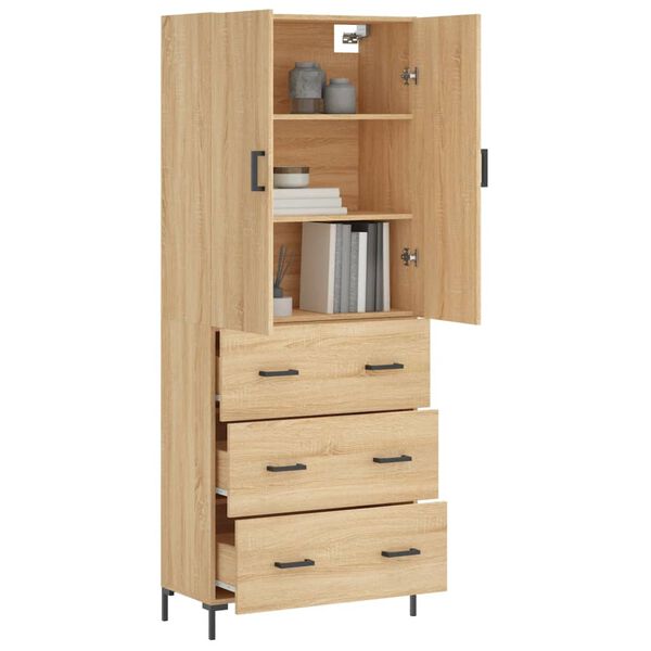 vidaXL Highboard Sonoma Oak 69.5x34x180 cm Engineered Wood
