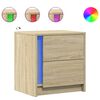 vidaXL Bedside Cabinet with LED Lights Sonoma Oak Engineered Wood
