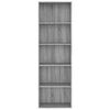 vidaXL 5-Tier Book Cabinet Grey Sonoma 60x30x189 cm Engineered Wood