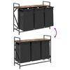 vidaXL Laundry Basket 3 Compartments with Shelf Smoked Oak