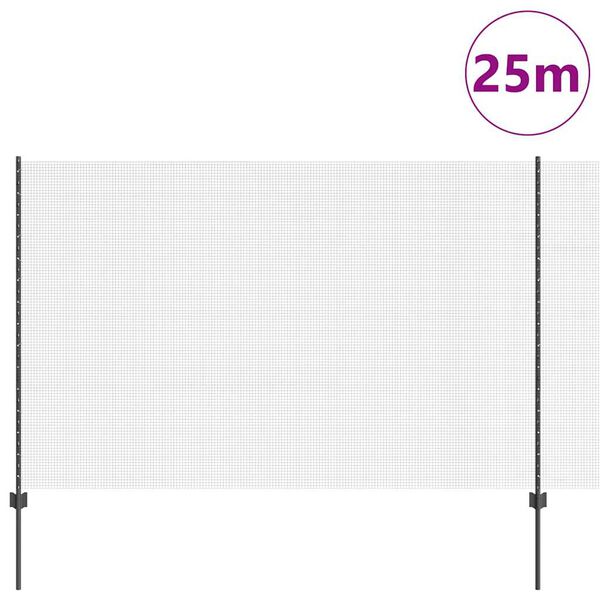 vidaXL Fence with Post Grey 1.5 x 25 m Steel