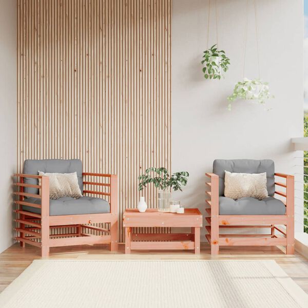 vidaXL Garden Chairs with Cushions 2 pcs Solid Wood Douglas