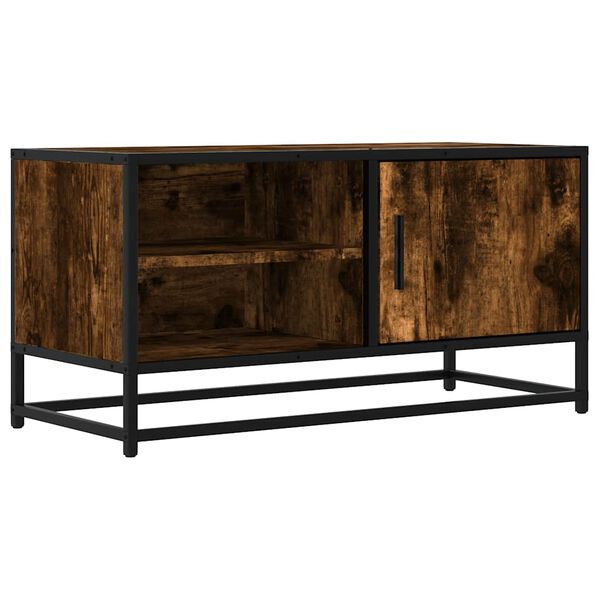 vidaXL TV Cabinet Smoked Oak 80x34.5x40 cm Engineered Wood and Metal