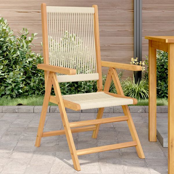vidaXL Garden Chairs 2 pcs Beige Solid Wood Acacia and Polypropylene