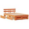 vidaXL Bed Frame with Headboard Wax Brown 135 x 190 cm Solid Pine Wood
