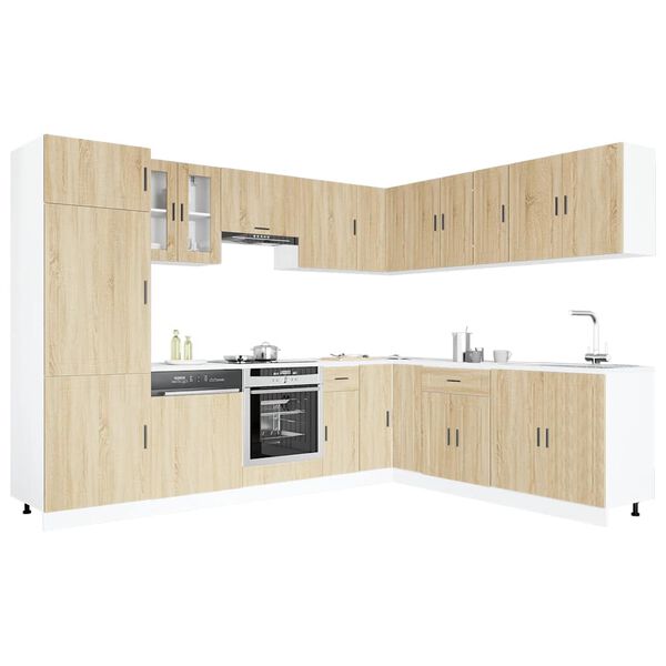 vidaXL 14 Piece Kitchen Cabinet Set Porto Sonoma Oak Engineered Wood