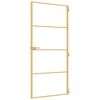 vidaXL Interior Door Slim Golden 93x201.5 cm Tempered Glass and Aluminium