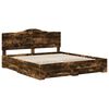 vidaXL Bed Frame with Drawer Smoked Oak 200 x 200 cm Engineered Wood