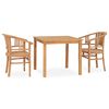 vidaXL 3 Piece Garden Dining Set Solid Teak Wood