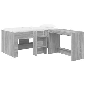 vidaXL Kids'High Bed Frame with Desk 2 pcs Grey Sonoma