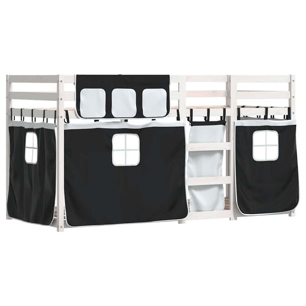 vidaXL Bunk Bed without Mattress White&Black 80x200 cm Solid Wood Pine