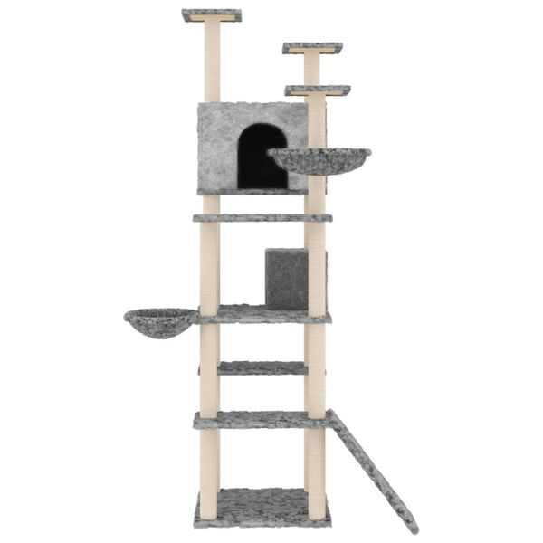 vidaXL Cat Tree with Sisal Scratching Posts Light Grey 191 cm