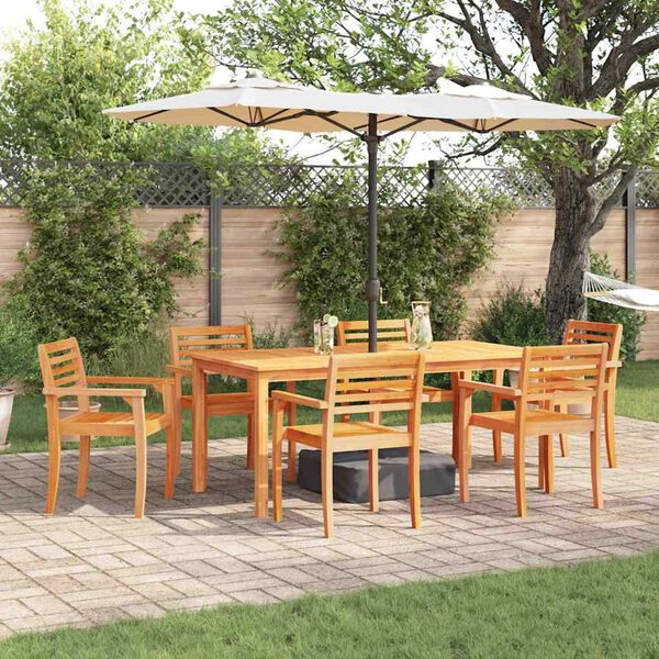 vidaXL Garden Dining Set 7 pcs Brown Solid Acacia Wood