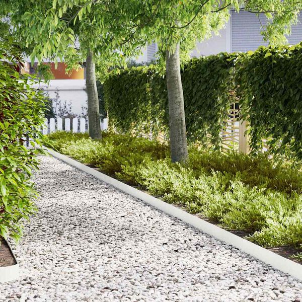 vidaXL Lawn Edging 20 pcs White 100 x 0.05 x 15 cm Cold Rolled Steel