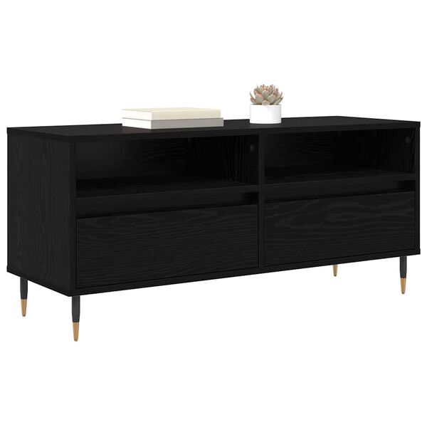 vidaXL TV Cabinet with Drawer Black Oak 100 x 34.5 x 44.5 cm